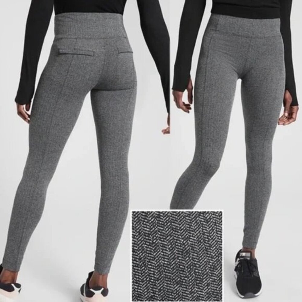 Athleta Delancey Herringbone Tight M Black/Abalone Gray